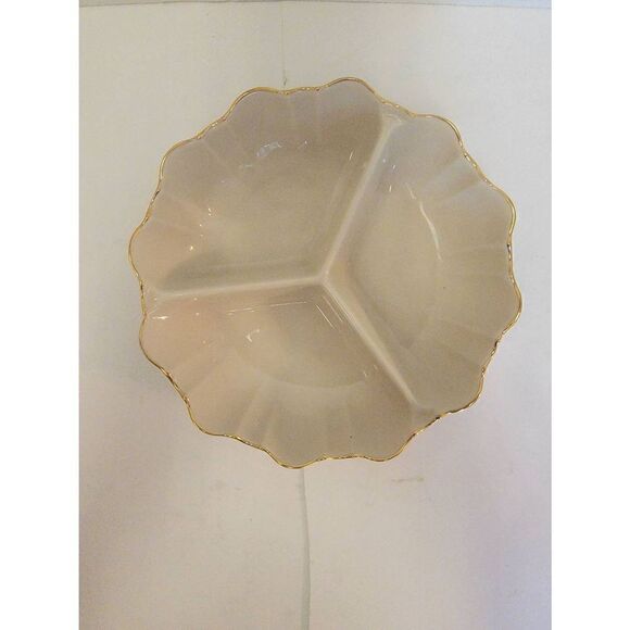 Lenox Home Gold Trimmed Scalloped Symphony Condiment Dish Bowl - Picture 3 of 4